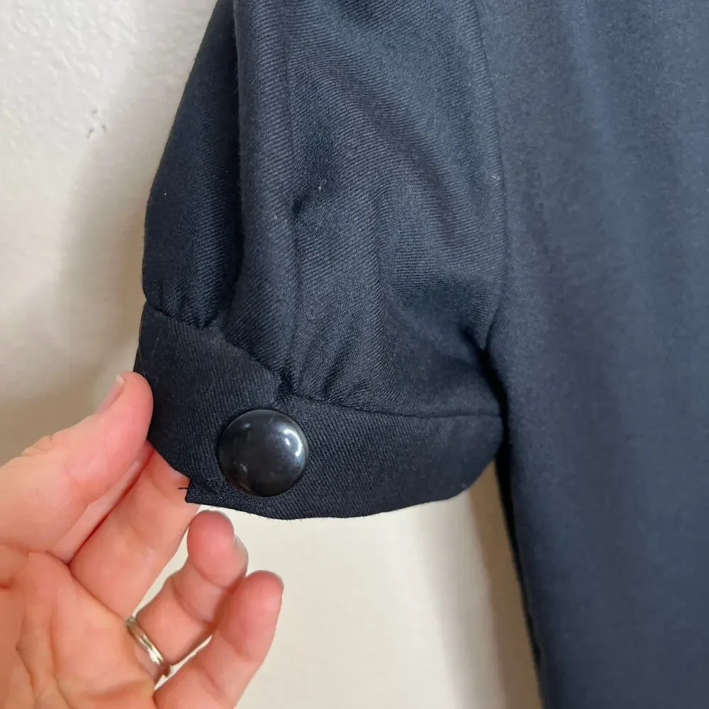J. Crew Black Wool Blend Ruffle Collar Dress 4